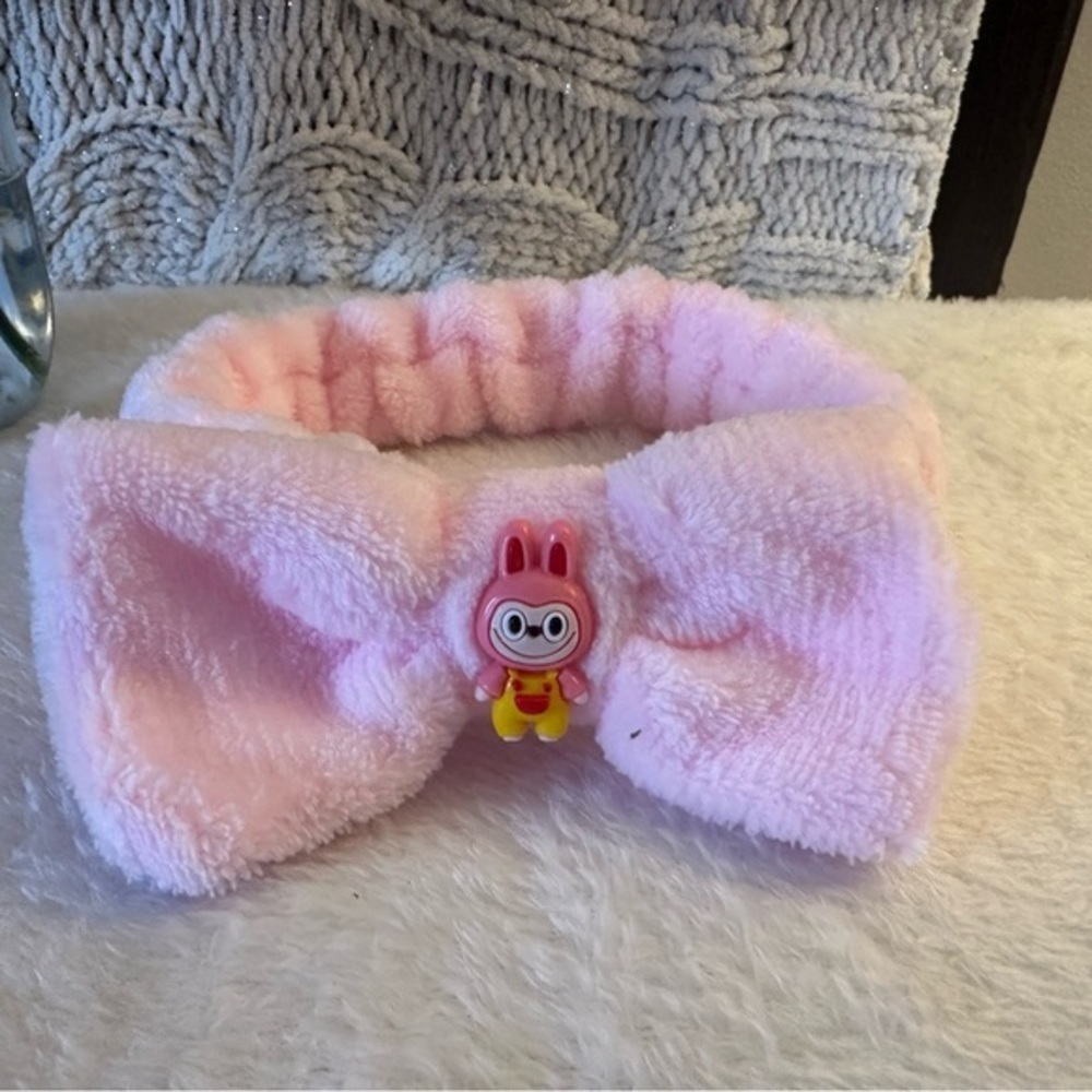 Labubu Pink Plush Bow Headband